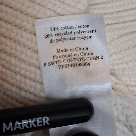 Everlane Womens Chunky Knit Cardigan Sweater White Boho Fisherman Large Coastal - Picture 5 of 11